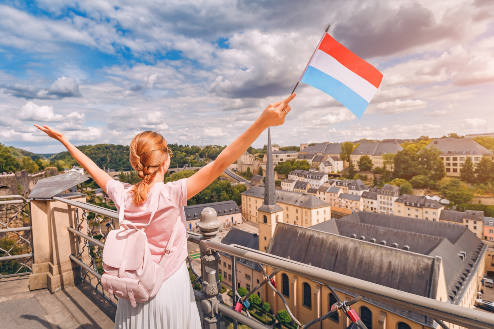 Girl with Luxembourg flag